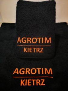 Haft komputerowy logo na ręcznikach Agrotim Kietrz
